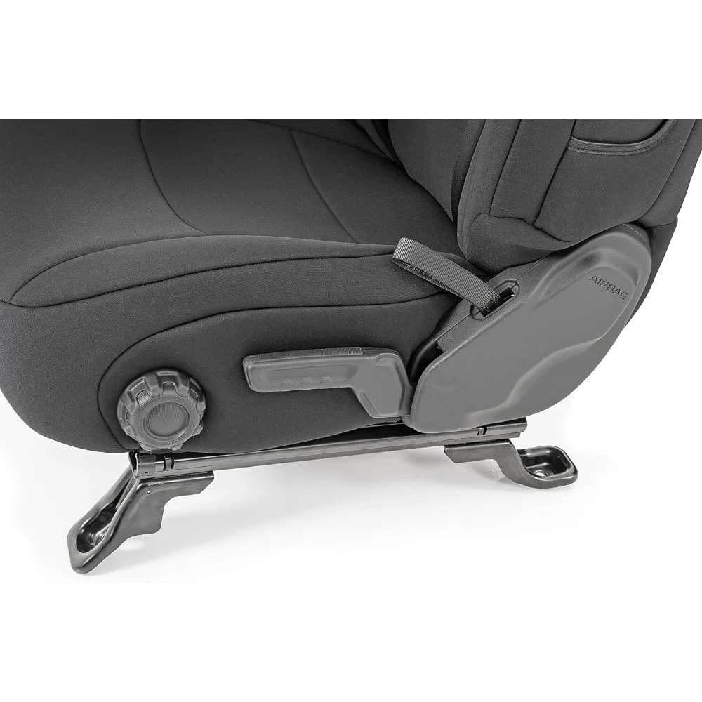 أغطية مقاعد من النيوبرين لسيارة جيب رانجلر 2008-2010 غير محدودة بأربعة أبواب - مقاومة للماء، محمية من الأشعة فوق البنفسجية، مقاعد أمامية مبطنة بالرغوة