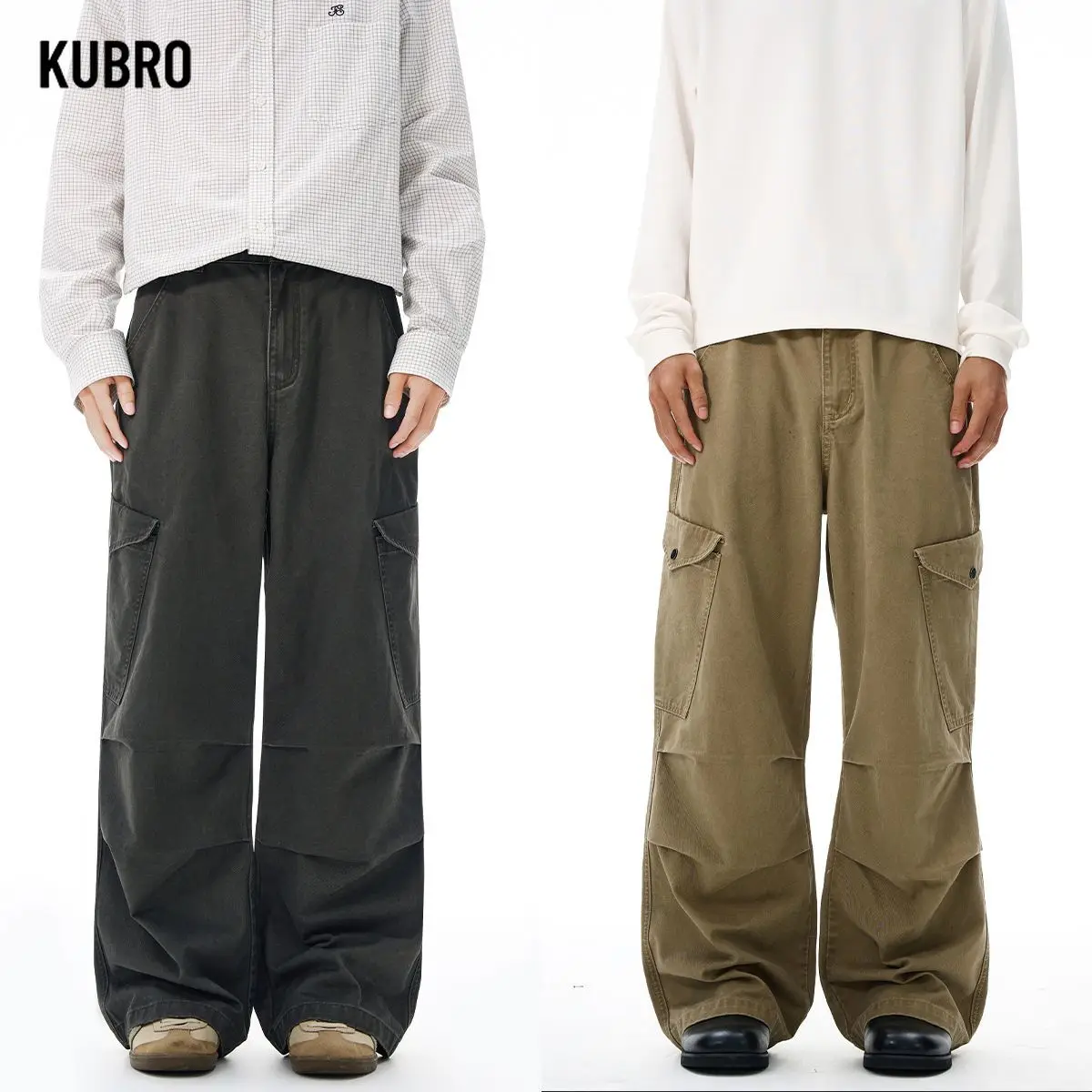 

Men's Casual Pants 100% Cotton Workwear Pants Fashion Pockets Design Autumn Men's Loose Wide Leg Casual Trendy Utility Trousers