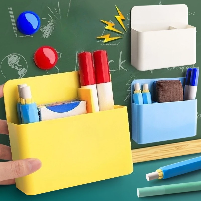Magnetic Fridge Storage Box Transparent Plastic Organizer with Marker Holder for Refrigerator Desk Office School Supplies view 4