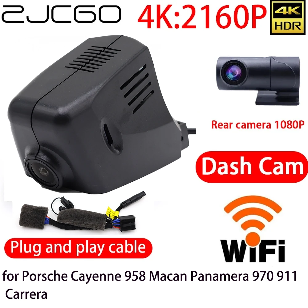 

ZJCGO 4K Car DVR Dash Cam Wifi Front Rear Camera 24h Monitor for Porsche Cayenne 958 Macan Panamera 970 911 Carrera