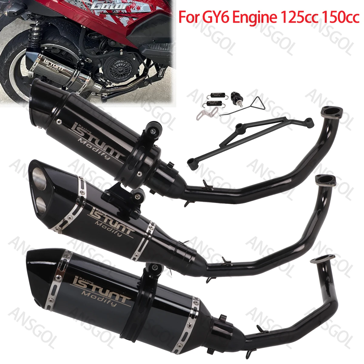 

Motorcycle Exhaust System Muffler Link Front Pipe Slip For GY6 Engine 125cc 150cc Scooter Moped ATV Escape Muffler Systems