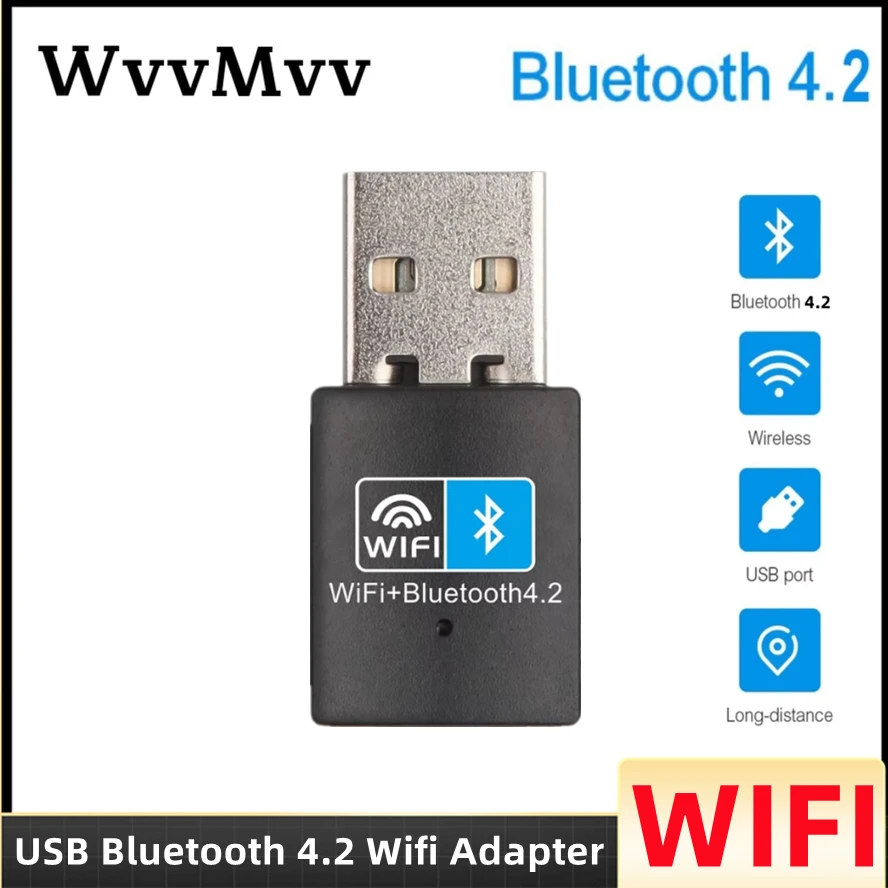 

150Mbps Mini USB Bluetooth 4.2 Wireless Wifi Adapter Network LAN Card 802.11b/g/n RTL818 Adaptor for PC Desktop Computer Win 10