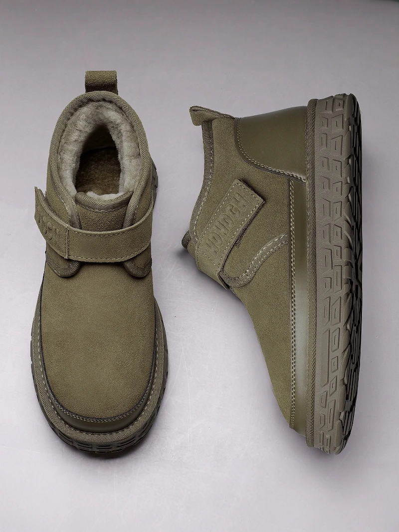 

Northeast Style Men's Winter Snow Boots Fur Lined Leather And Wool Casual Low Top Bread Cotton Shoes Anti Slip Warmth Retaining
