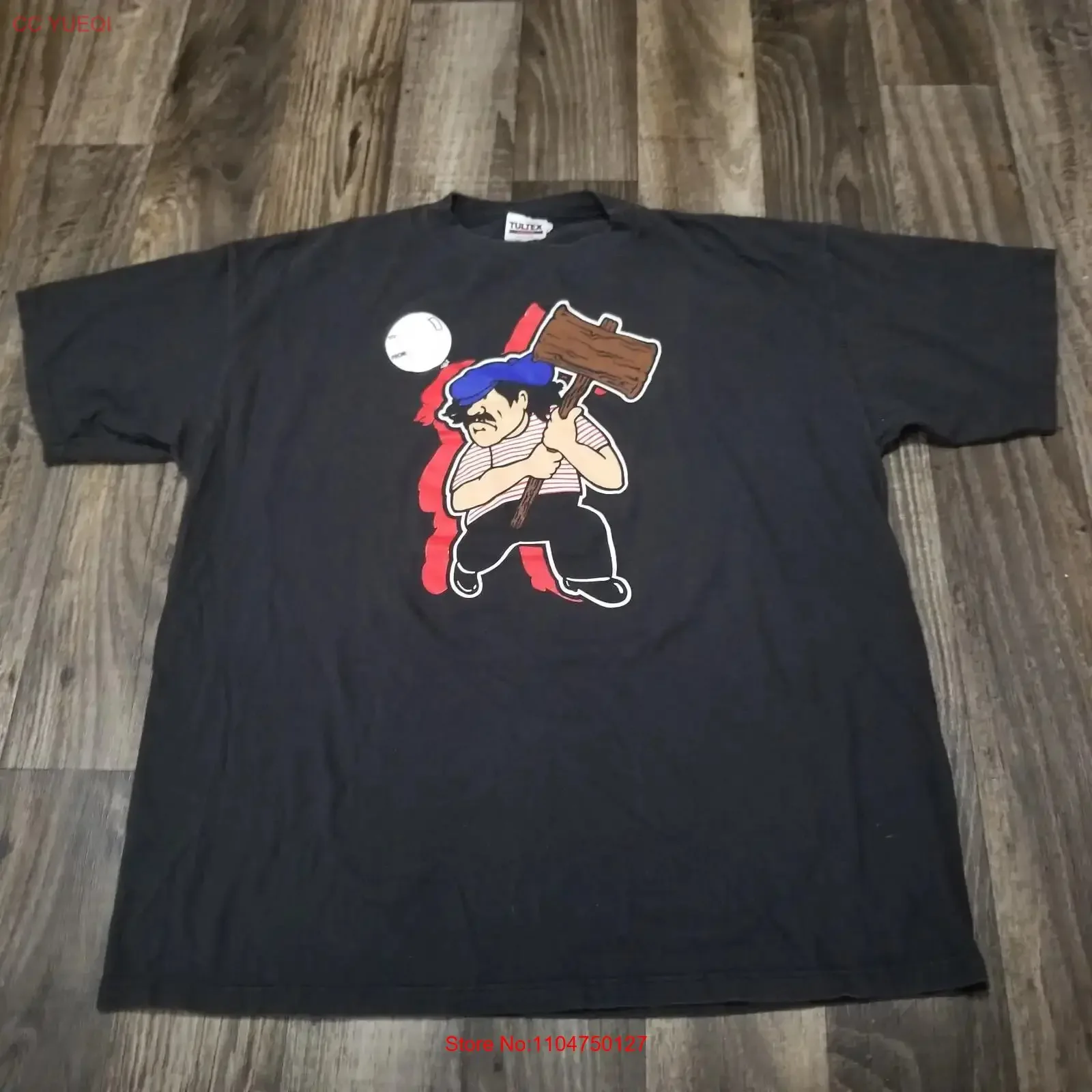 Camiseta Vintage Gallagher 2XL Negra Tultex 100% Algodón Smashing Watermelon, Lavada, Suave, Elástica, Casual, Unisex