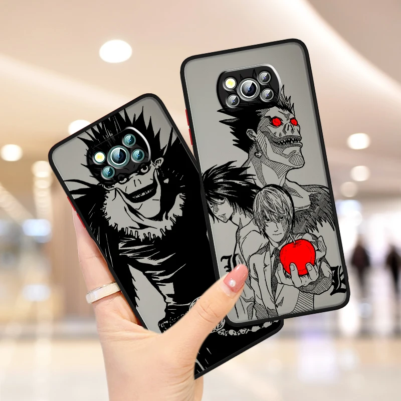 Death Note Cool Art Anime Frosted Translucent For Xiaomi Mi Poco X5 X4 X3 M6 M5S M5 M4 M3 F5 F4 F3 F6 Pro 5G Cover Phone Case