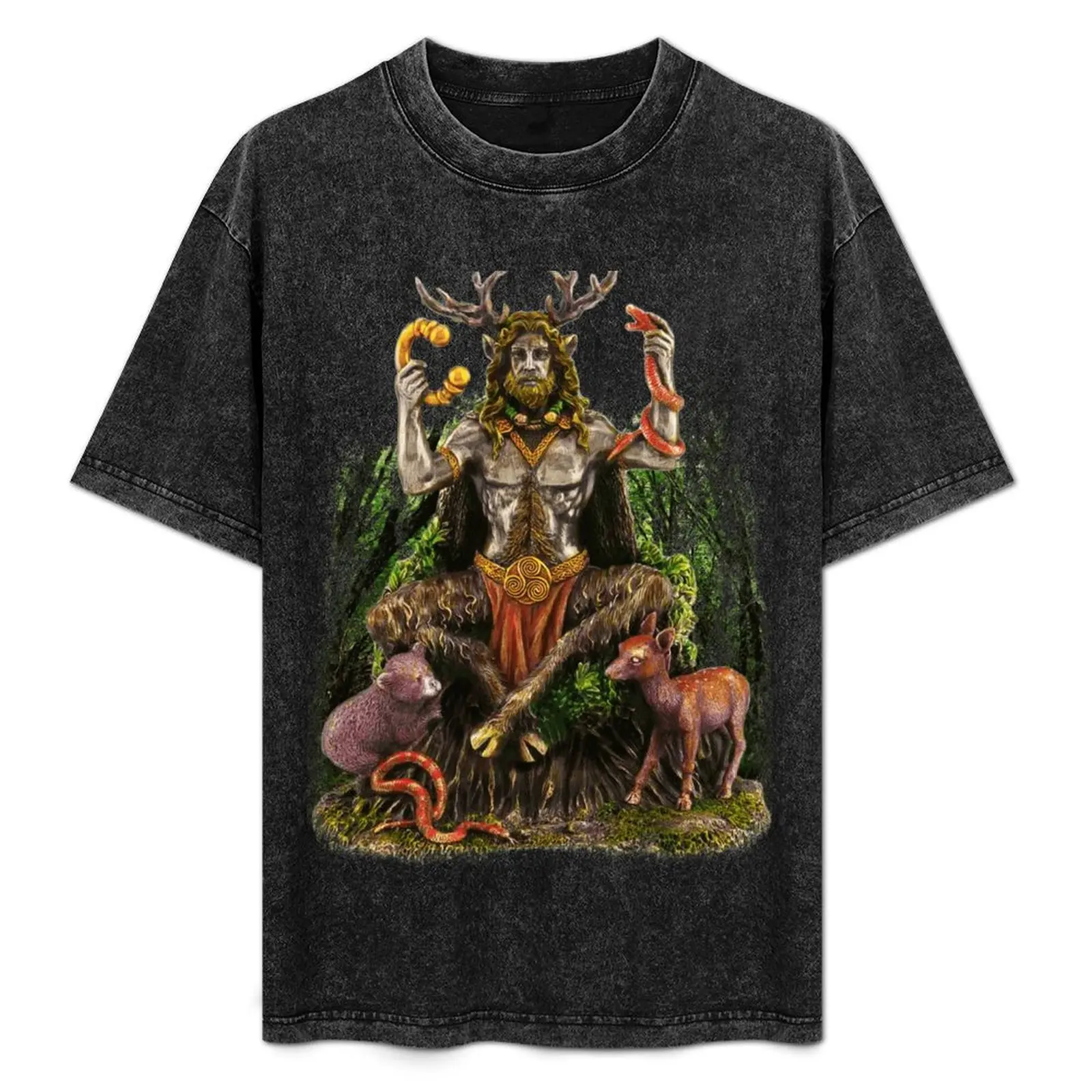 

Cernunnos Celtic God Forest Scene T-Shirt Plus Size Basic Cotton T-Shirt