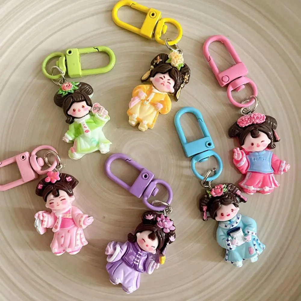 Antique Cartoon Chinese Tang Dynasty Princess Keychain Cute Funny Backpack Pendant for Women Jewelry Accessories Gift