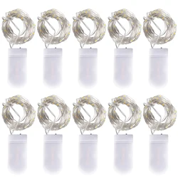 Cobre e prata fio LED String Lights, luzes de fadas impermeáveis para o Natal, decoração de casamento, guirlanda luz, 5m, 3m, 10pcs