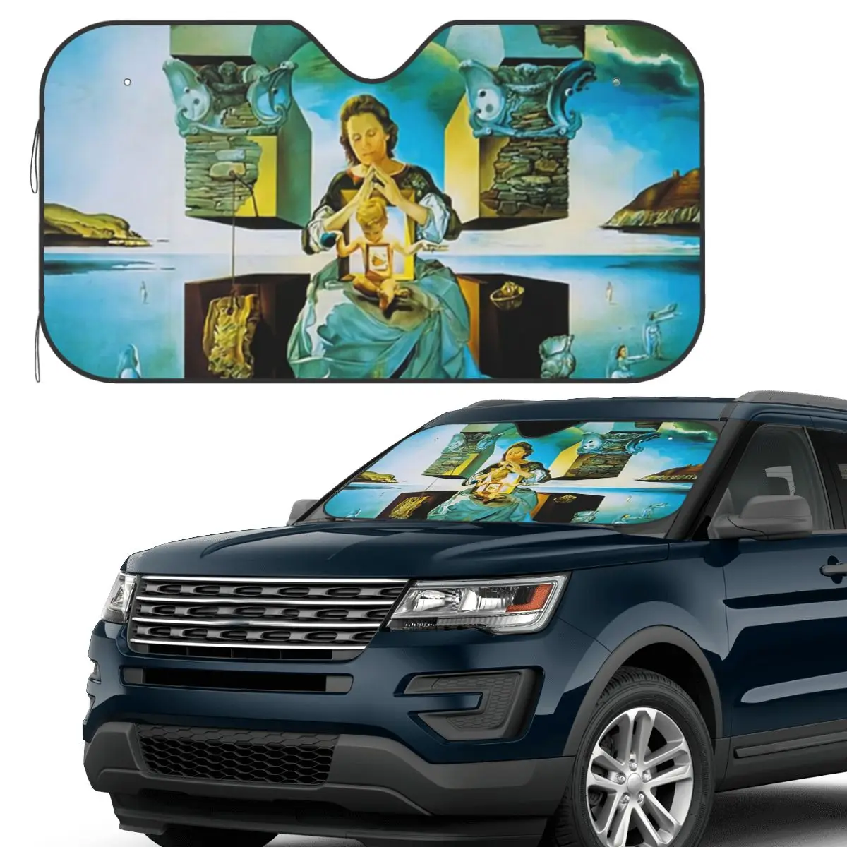 

Salvador Dali Gala Paint Sunshade Windscreen Car Front Windshield Window Sun Visor Accessories Covers
