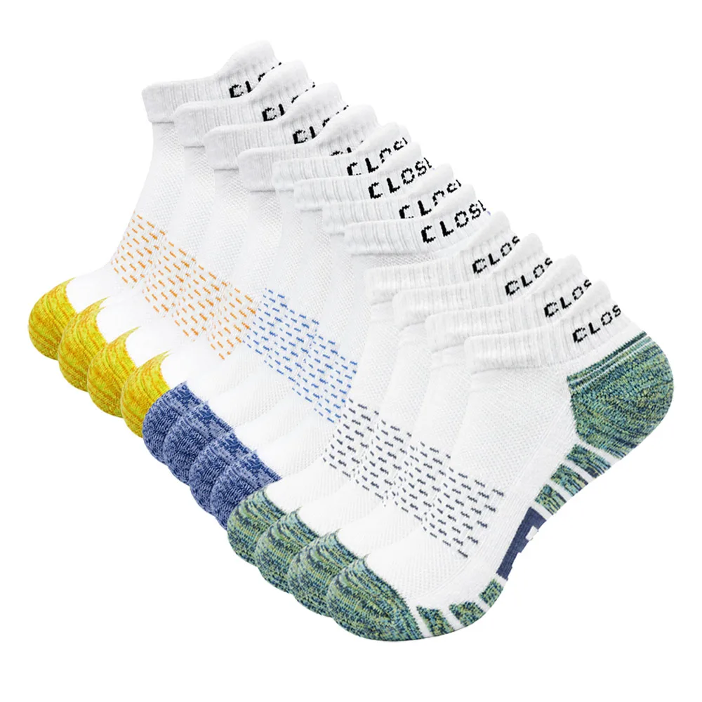 1/3pair Men Ankle Sports Socks Cotton Cushioned Sole Athletic Socks Breathable Mesh Shock Absorbing Moisture Wicking Short Socks