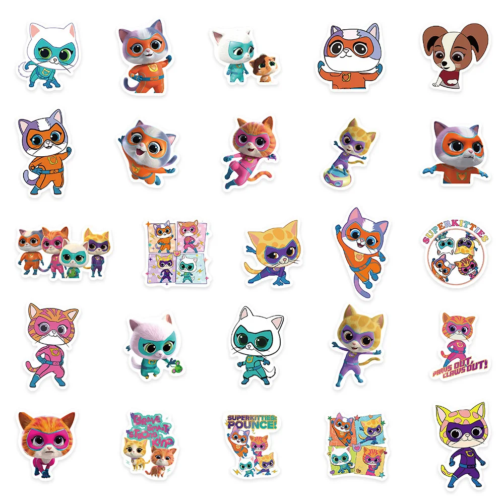 10/30/50pcs Cute Super Kitties Cartoon Stickers Kawaii Kids Sticker Toy Phone Water Bottle Stationery Fun Anime Graffiti Decals