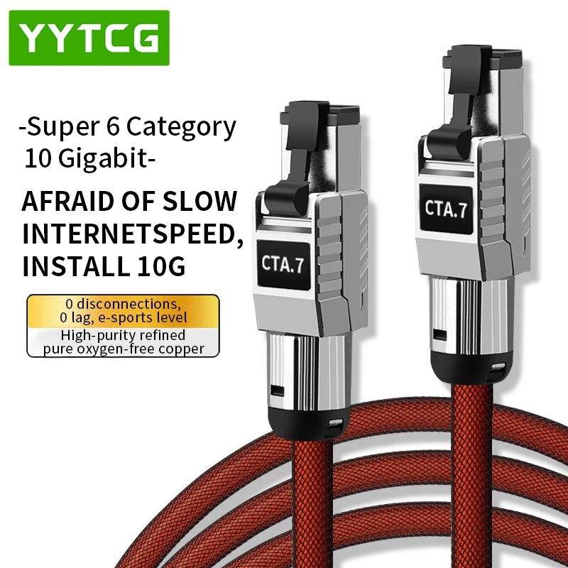 YYTCG CAT7 Gaming Ethernet Cable, 10Gbps Zero-Lag RJ45 Wire, Pure Copper for Stable Online Gaming