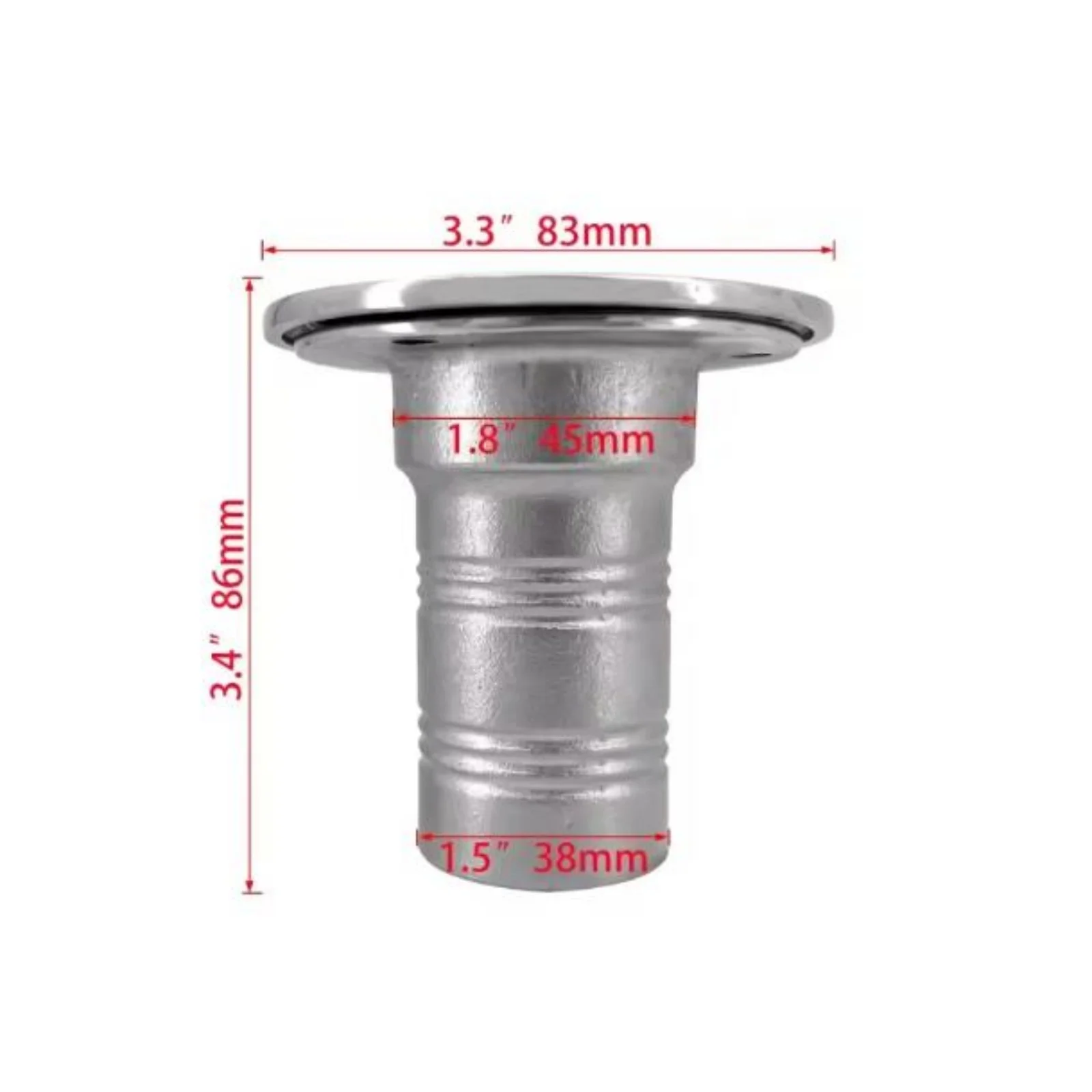 ISURE MARINE Stainless Steel Boat Deck Filler 1-1/2 Inch (38mm) with Keyless Cap Thru Hull Hardware For Boat, Yacht