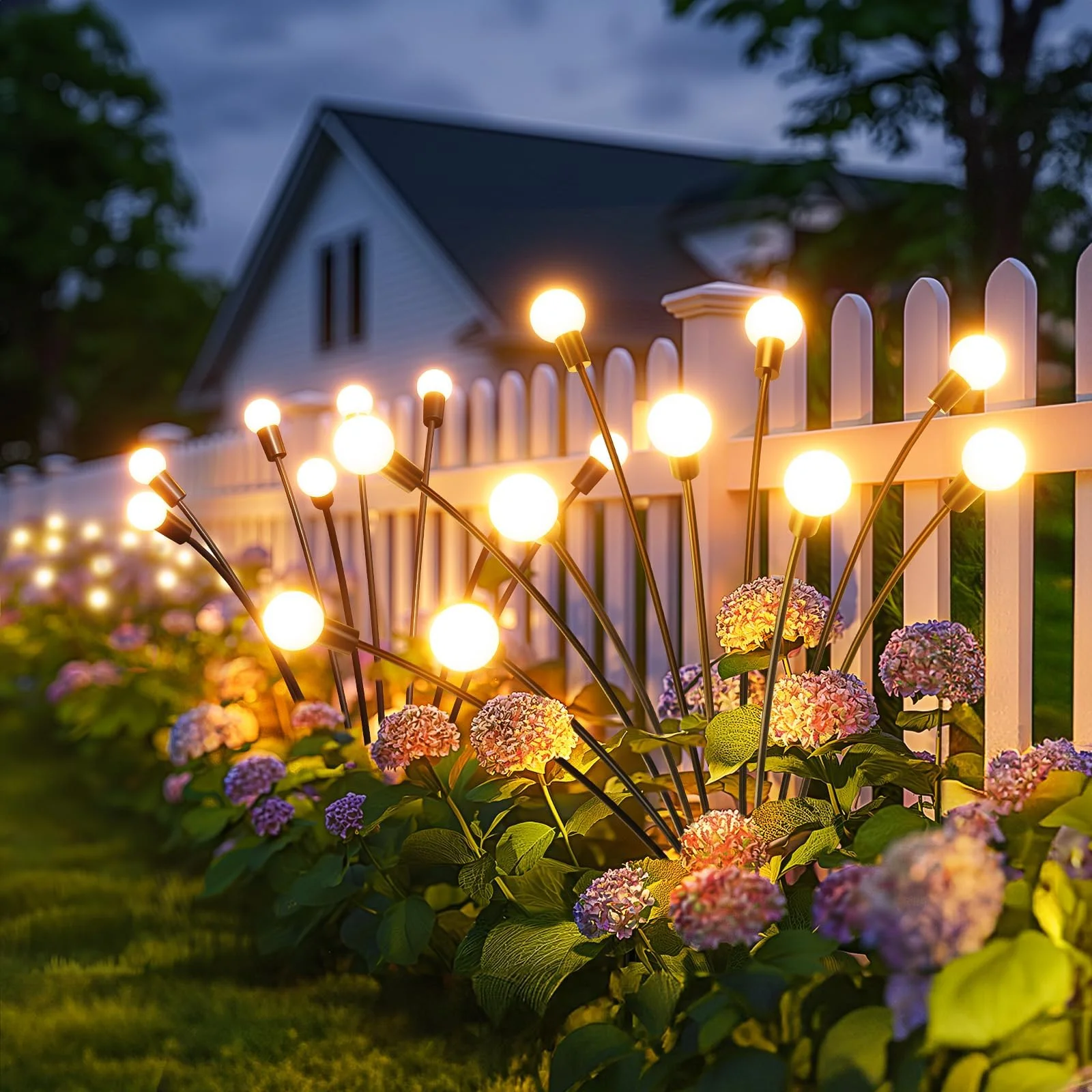 Confezione da 2 luci solari da giardino, KELME 16 LED luci da giardino Firefly aggiornate luci solari da esterno, luminose ad alta flessibilità