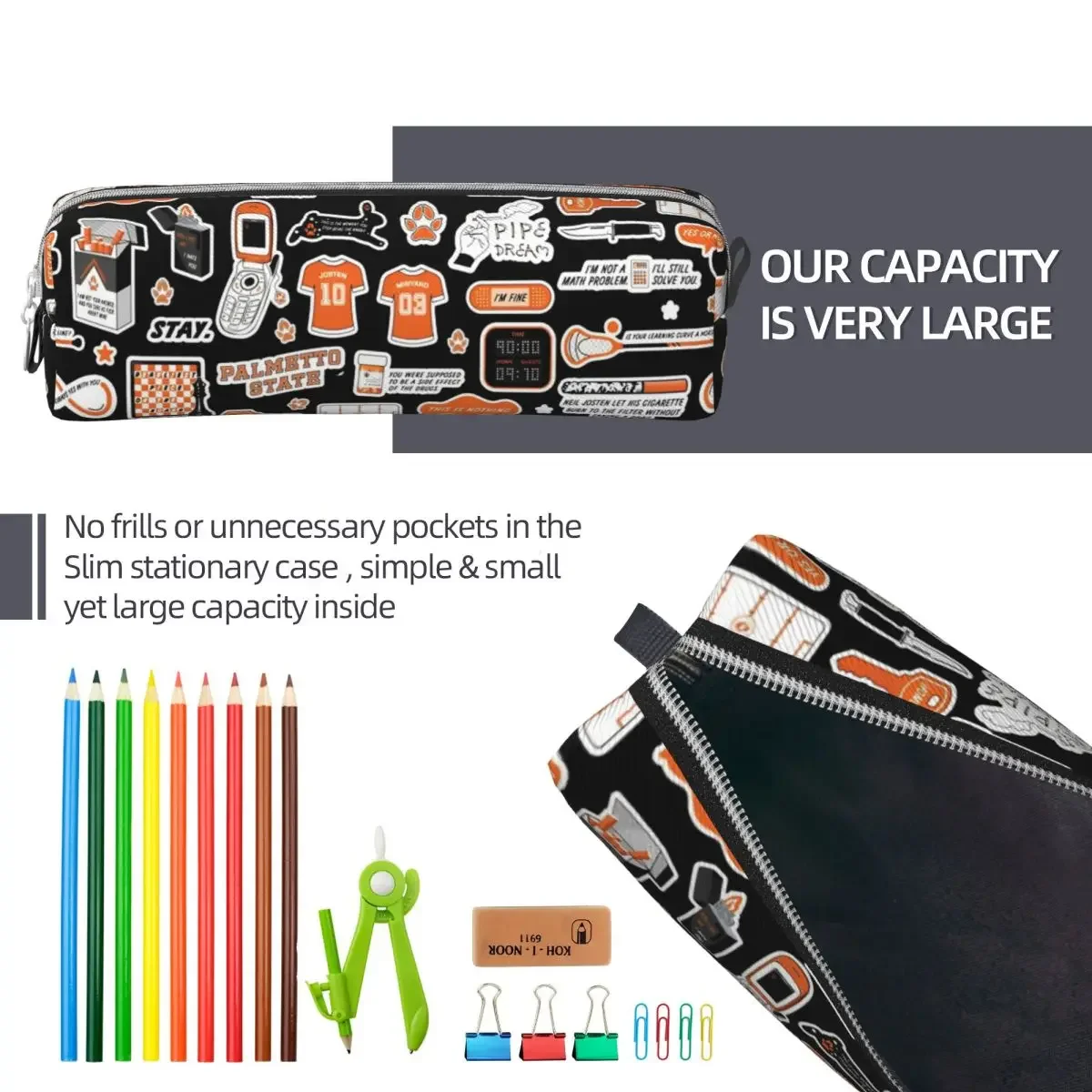 Palmetto State Foxes Pencil Case All for The Game Pen Box Bag Girl Boy Big Capacity School Supplies Zipper Pencilcases