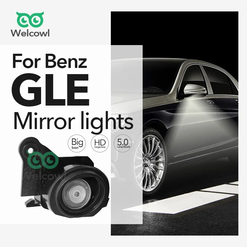 Rearview Mirror Lights For Benz 20-23 GLS GLE G-Class GLE350 GLS450 AMG Icon HD LED Projector Ghost Shadow Lamp Light welcowl