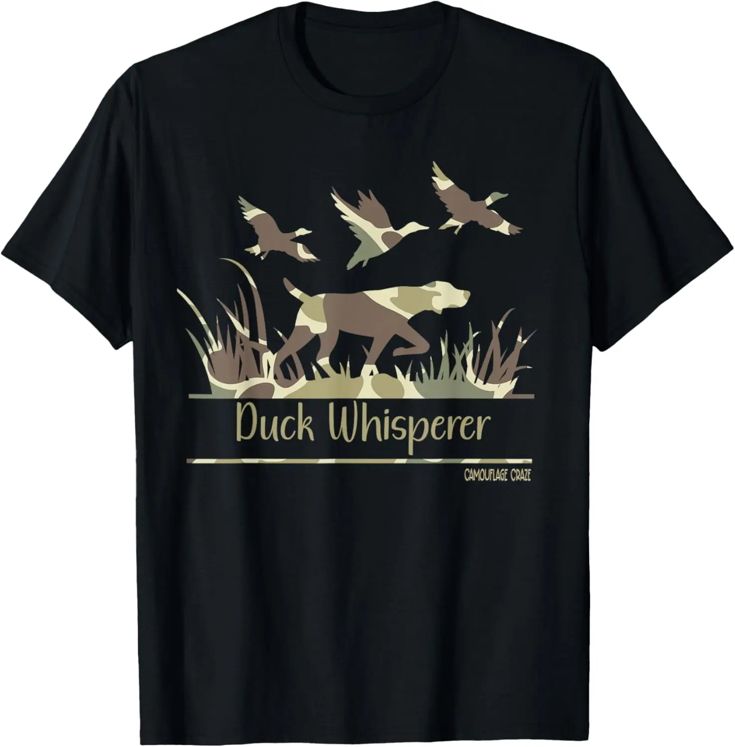 

Duck Whisperer Camouflage Camo Duck Hunting Dog Camo Hunter T-Shirt