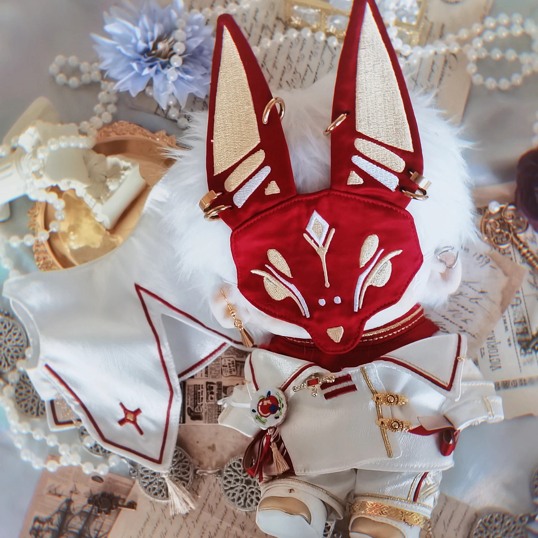 Adam\'s Western Mythology Series Fox Mask Coat PantsClothing Suit Outfit No Attribute 20cm Plush Doll Costume Clothes Accessories