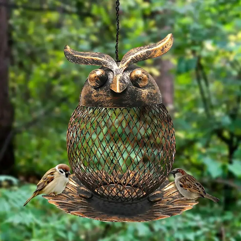 

Bird Feeder Wrought Iron Owl Hummingbird Outdoor Garden Hanging Decor Pet Supplies Birds Accessories Food Drinkers For Bird Gift