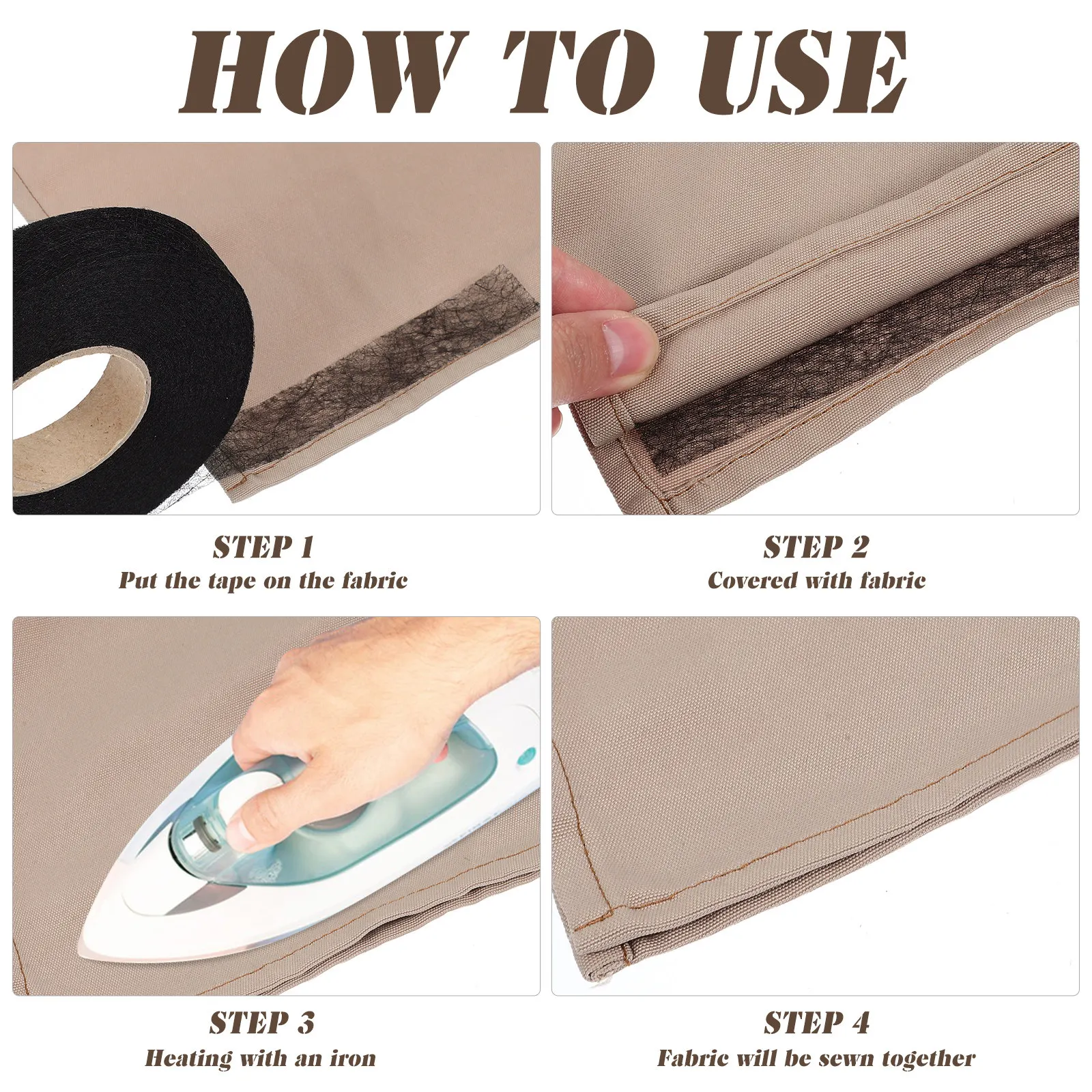 

2 рулона двусторонней клейкой ленты для шитья ткани, для пришивания подола без пришивания, для подшивки брюк