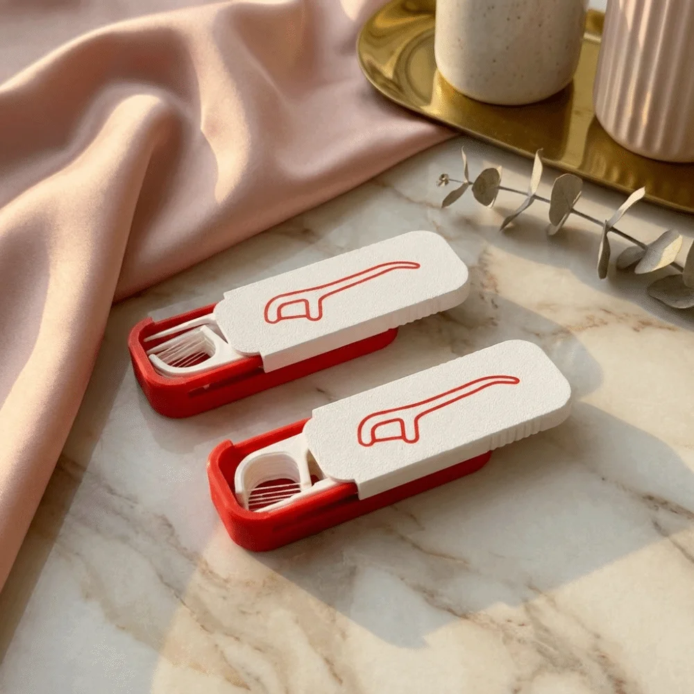 Durable Mini Sliding Dental Floss Box Plastic Convenient Dental Floss Organizer Portable Toothpick Storage Box Travel