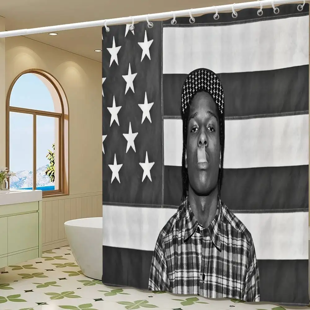 Hip Hop Rapper Asap-Rocky Shower Curtain Summer Beach Bathroom Decorative Shower Curtain, Waterproof