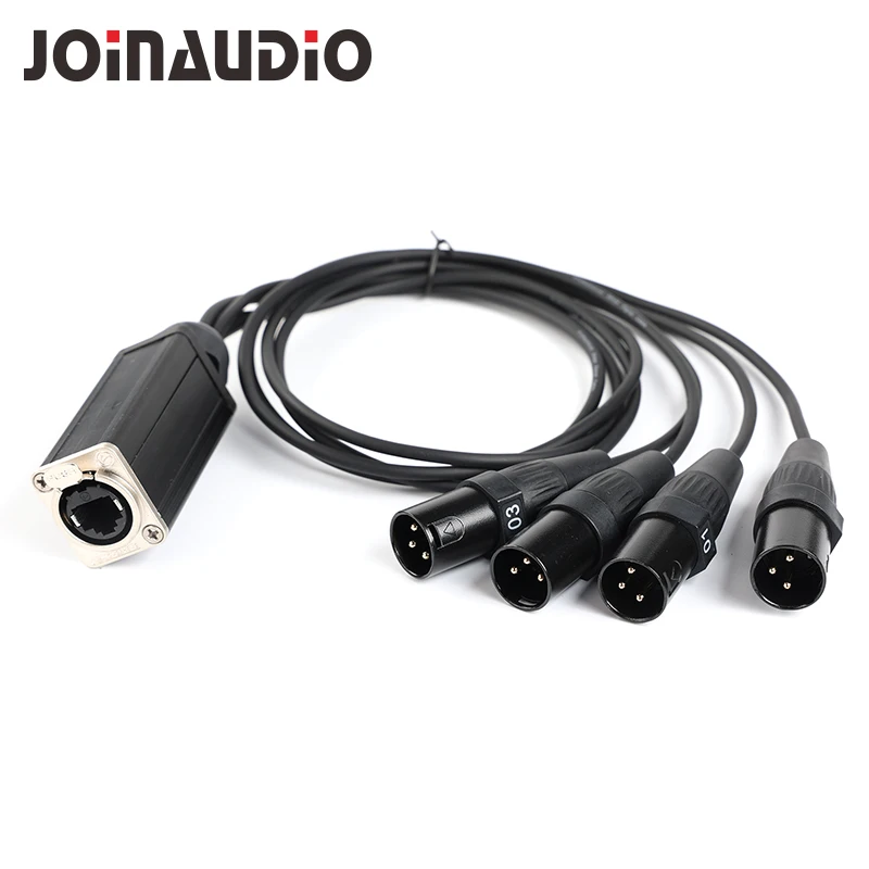 

New Network Converter DMX RJ45 CAT6 Female To 4 3 Pin XLR Male Or Female Connectors Cable Audio Adaptor Signal Extender (1pcs)