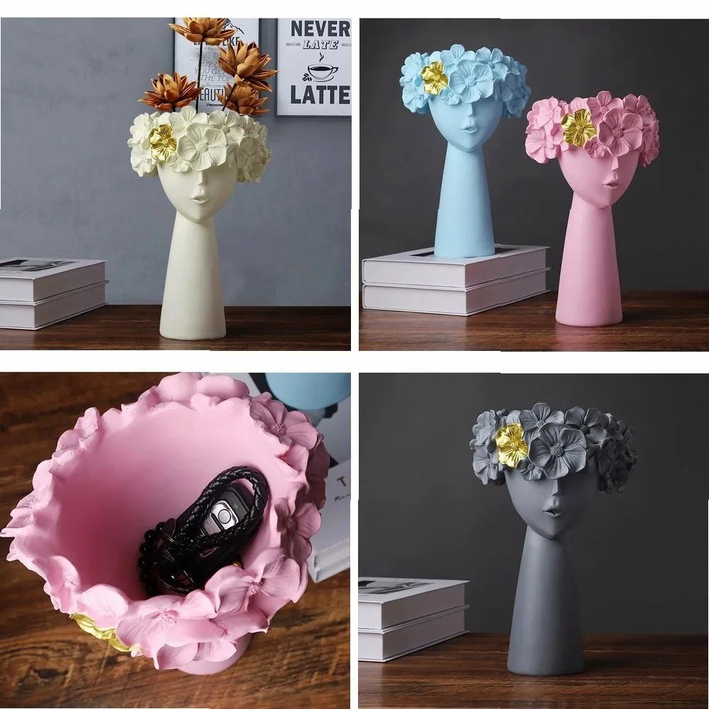 Flower Girl Flowerpot Plant Potted Resin Vase Abstract Figure Portrait Monroe Room Countertop