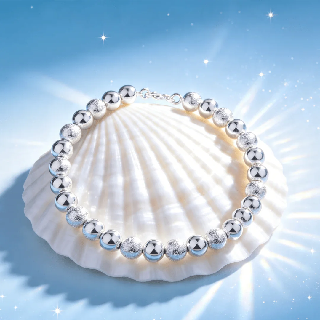 

Hot High-quality 925 sterling silver classic 8MM Frosted beads Bracelet for woman Wedding party Gifts fashion designer Jewelry