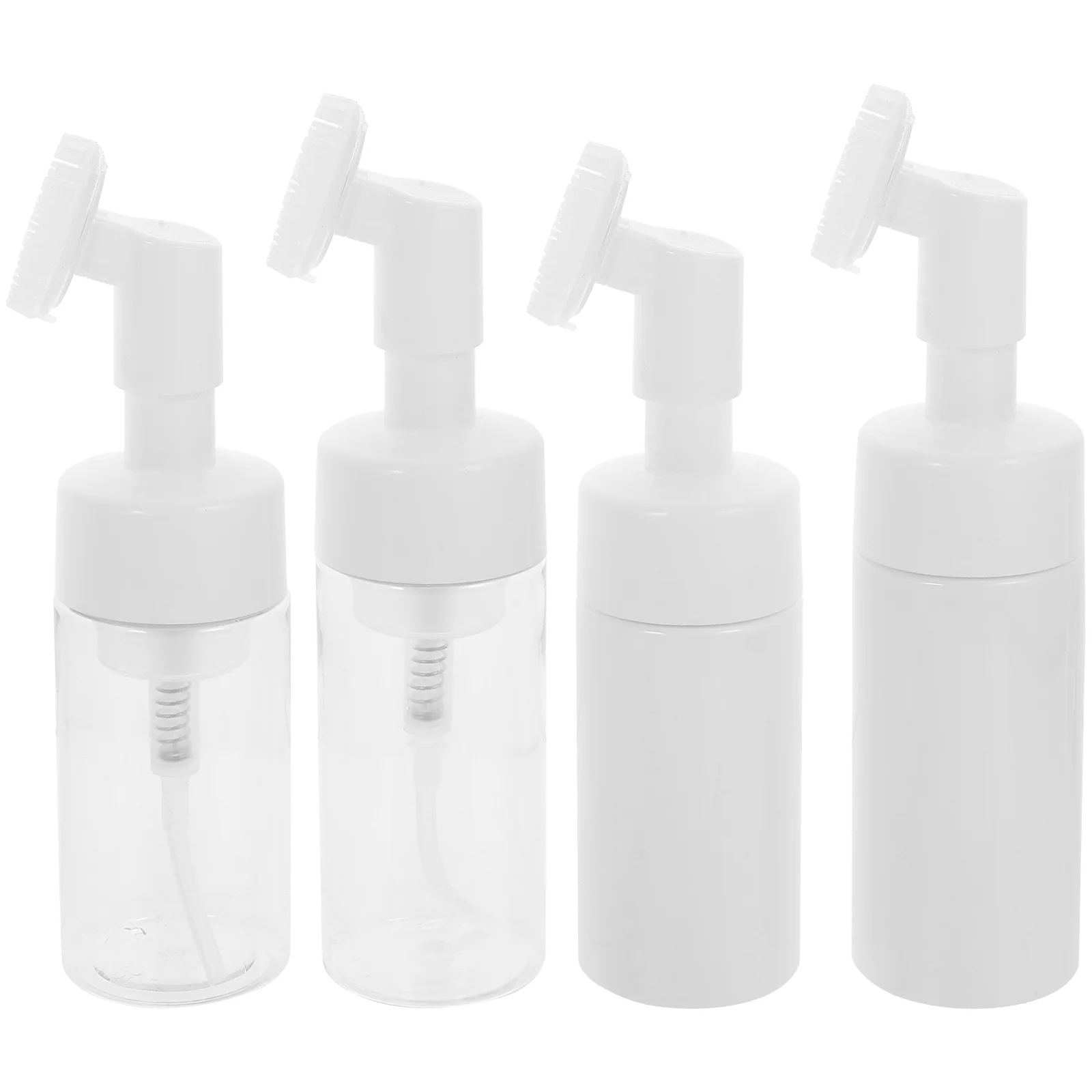 

4 Pcs Pores Cleansing Mousse Bottle Travel Cleaning Brush Pump Plastic Kit