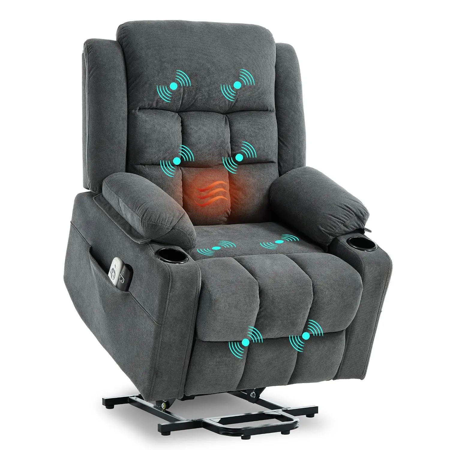 Electric Power Lift Recliner Chair Sofa with Massage and Heat for Elderly, USB and Type-C Ports, Cup Holders,, Customized