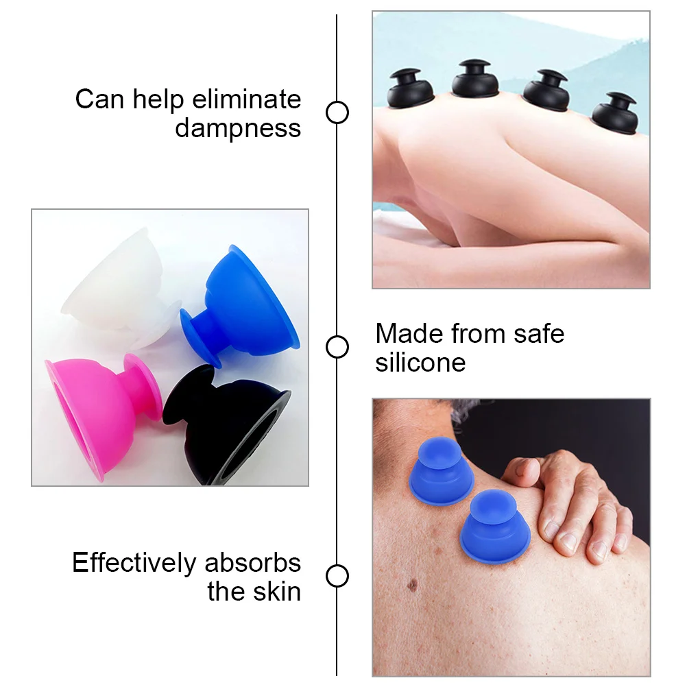 4 Pcs Silicone Cupping Device Anti Cellulite Suction Cups Moxibustion Pot Silica Gel Vacuum Body Massager Kit