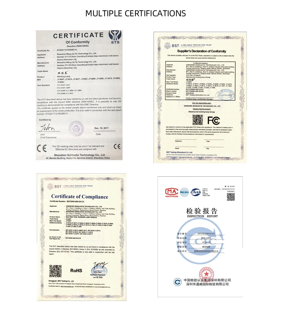 Silver industrial lamp 110-220V 5W LED Work Light Adjustable Neck  Fixed base Lamp Plugs can be customized