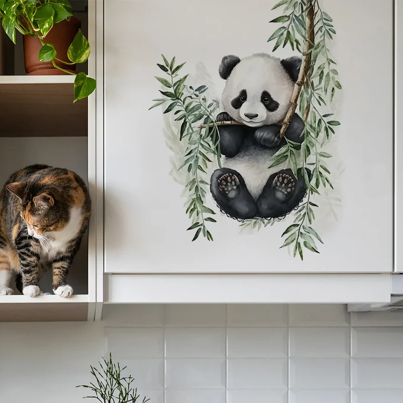 ملصقات جدار فرع شجرة الباندا لغرفة المعيشة وغرفة النوم وخزانة ديكور خلفية المنزل شارات جدارية ذاتية اللصق #2