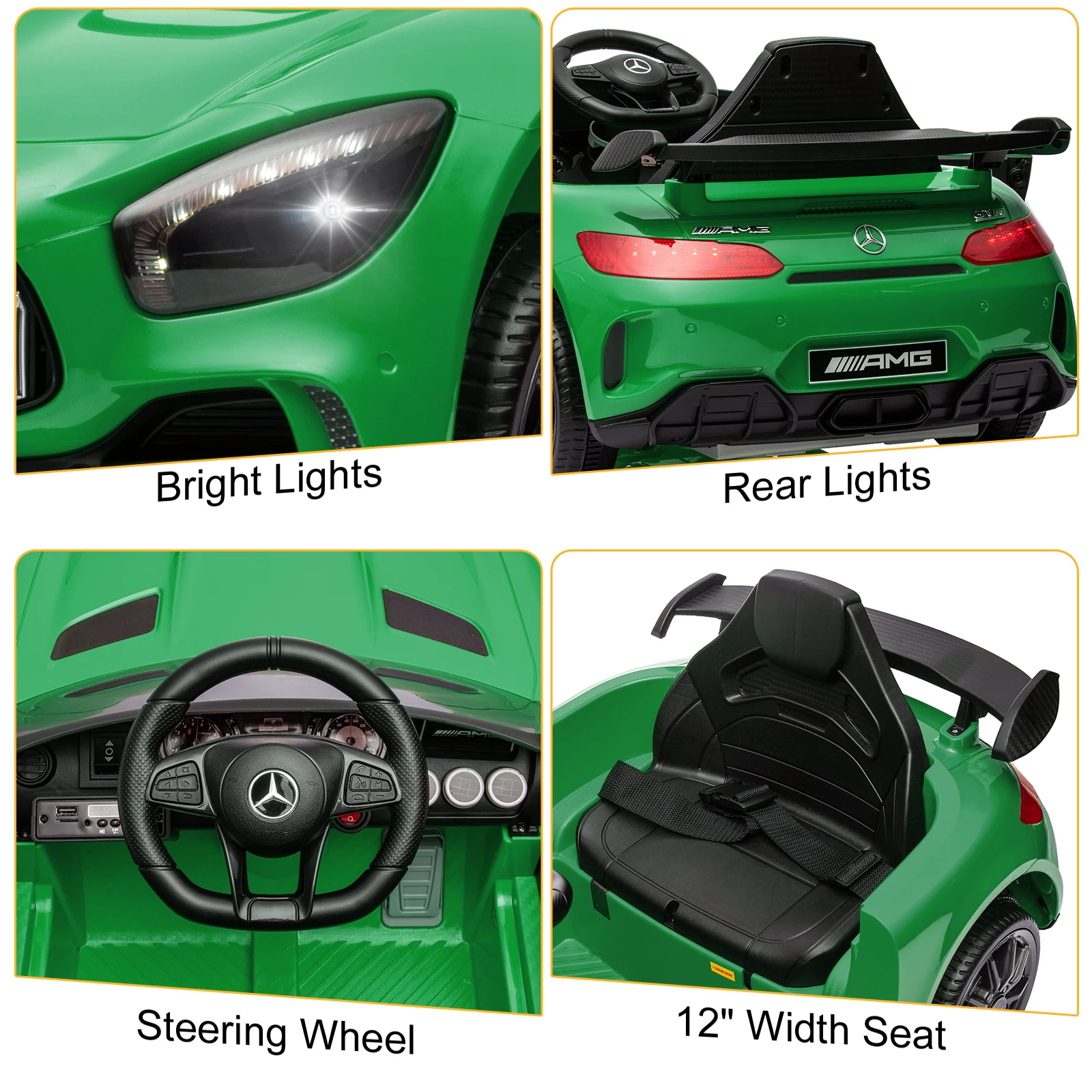 Dual Drive 12V 4.5Ah with 2.4G Remote Control Mercedes-Benz Sports Car Green