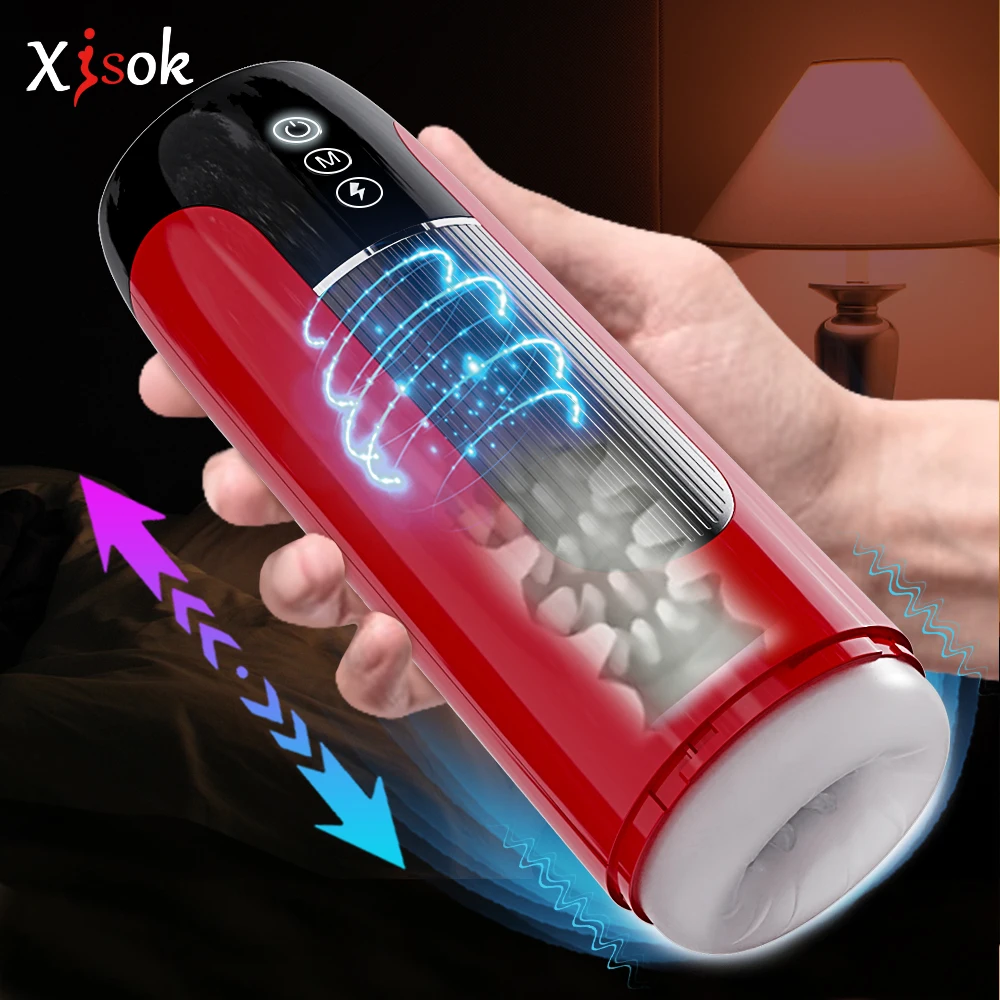 Automatic Telescopic Male Masturbator Silicone Vagina Vibration Blowjob Masturbation Cup Sex Toys for Men Adult Goods for Men