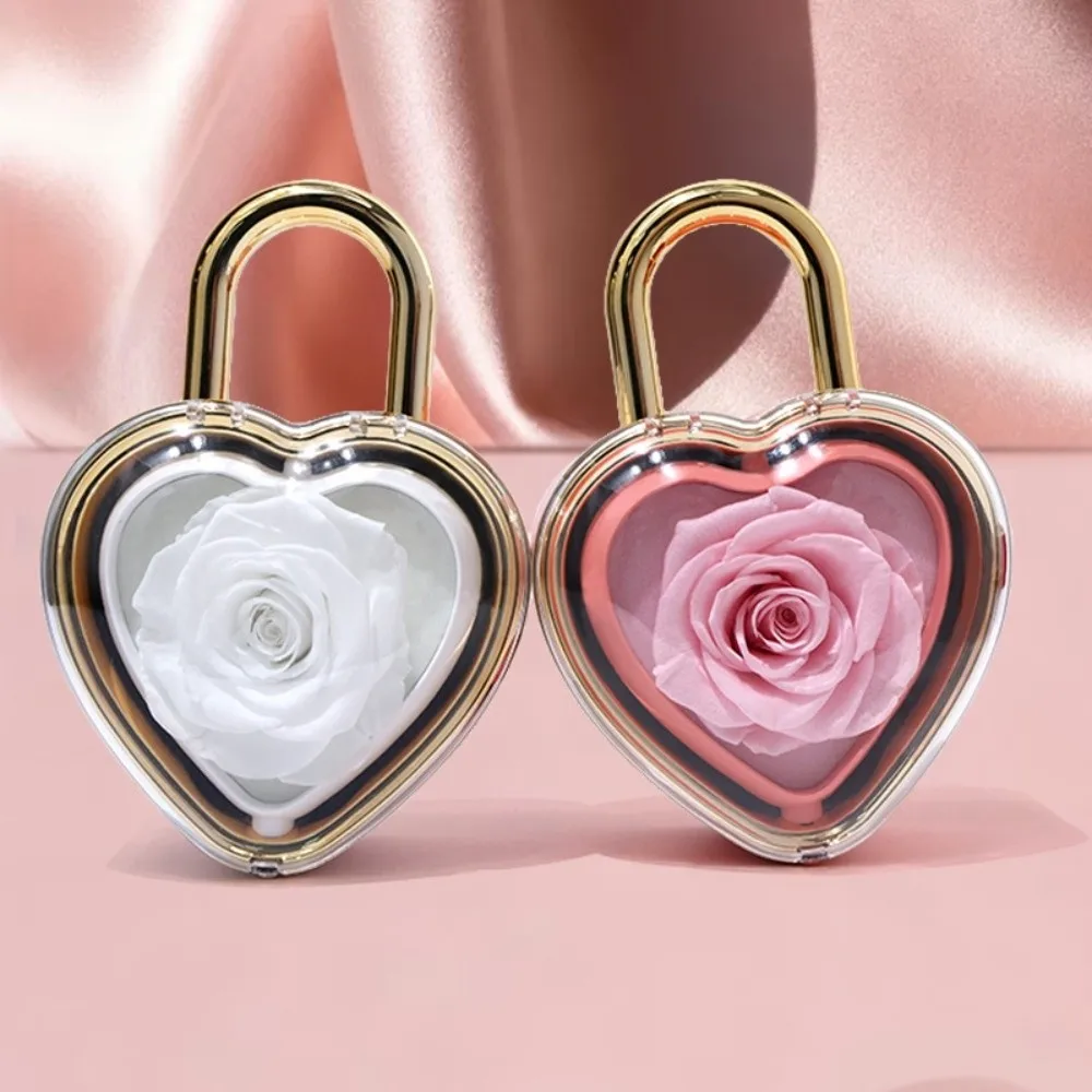 Rotation Heart-shaped Padlock Jewelry Box Luxury Soap Rose Flower Finger Ring Box Ring Display Dustproof - view 3