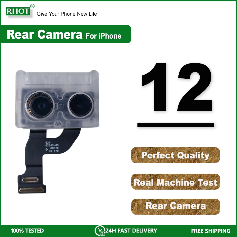 

100% Real Machine Test Rear Camera For iPhone 12 Back Camera Rear Main Lens Flex Cable Camera Replaceable For iphone 12 Camera