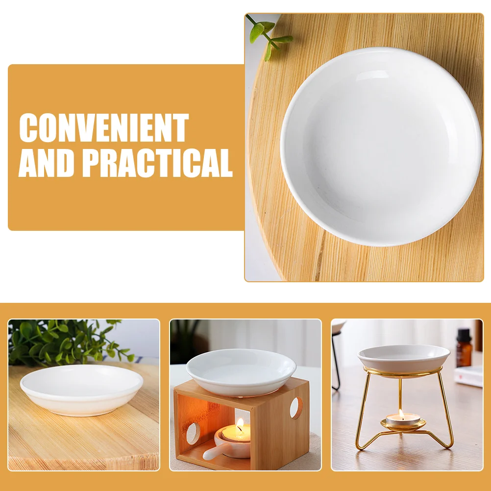 6 Pcs Wax Melting Dish Warmer Replacement Heater Round Dishes Ceramics Small Plate Holder Essential Oil Storage