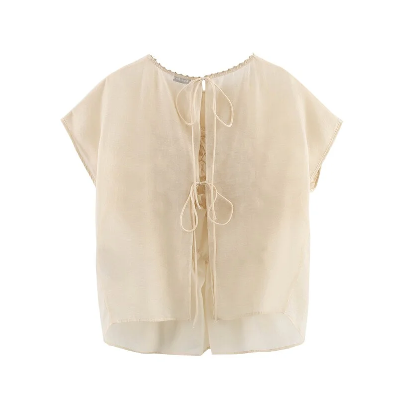 Primavera Estate 2025 Design da donna Senso Versatile decorazione floreale ricamata irt Top Taglio dritto Lunghezza regolare