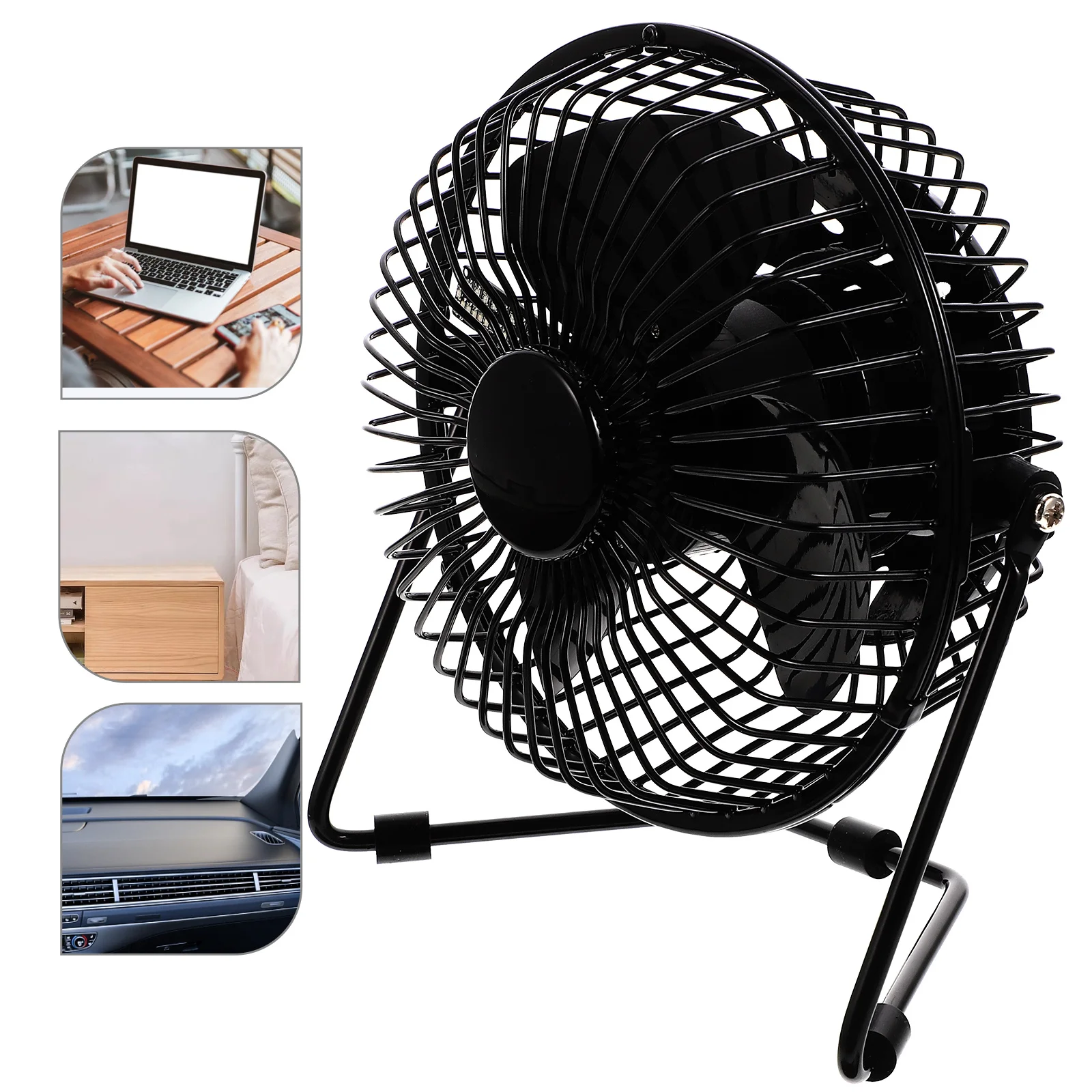 

Mini Usb Led Clock Fan 360° Rotation Brushless Motor Metal Frame Silent Portable Cooling Fan For Desk Office Home Dorm Travel
