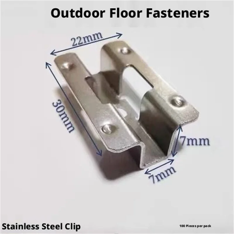 100Pcs Stainless Steel U-Shaped Clips for Composite Deck Invisible Exterior Fasteners WPC Panel Flooring Bracket