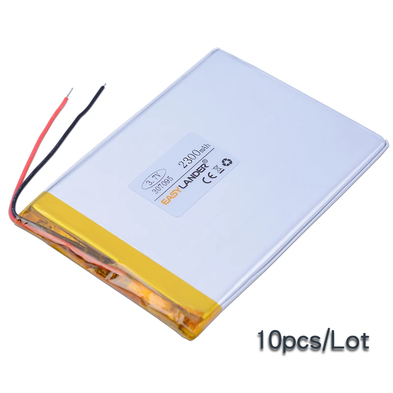 

10pcs/Lot 3.7V 2300mAh 307090 Lipo Polymer Li-ion Lithium Battery For Walkie talkie DVD Garden lighting DIY Consumer electronics