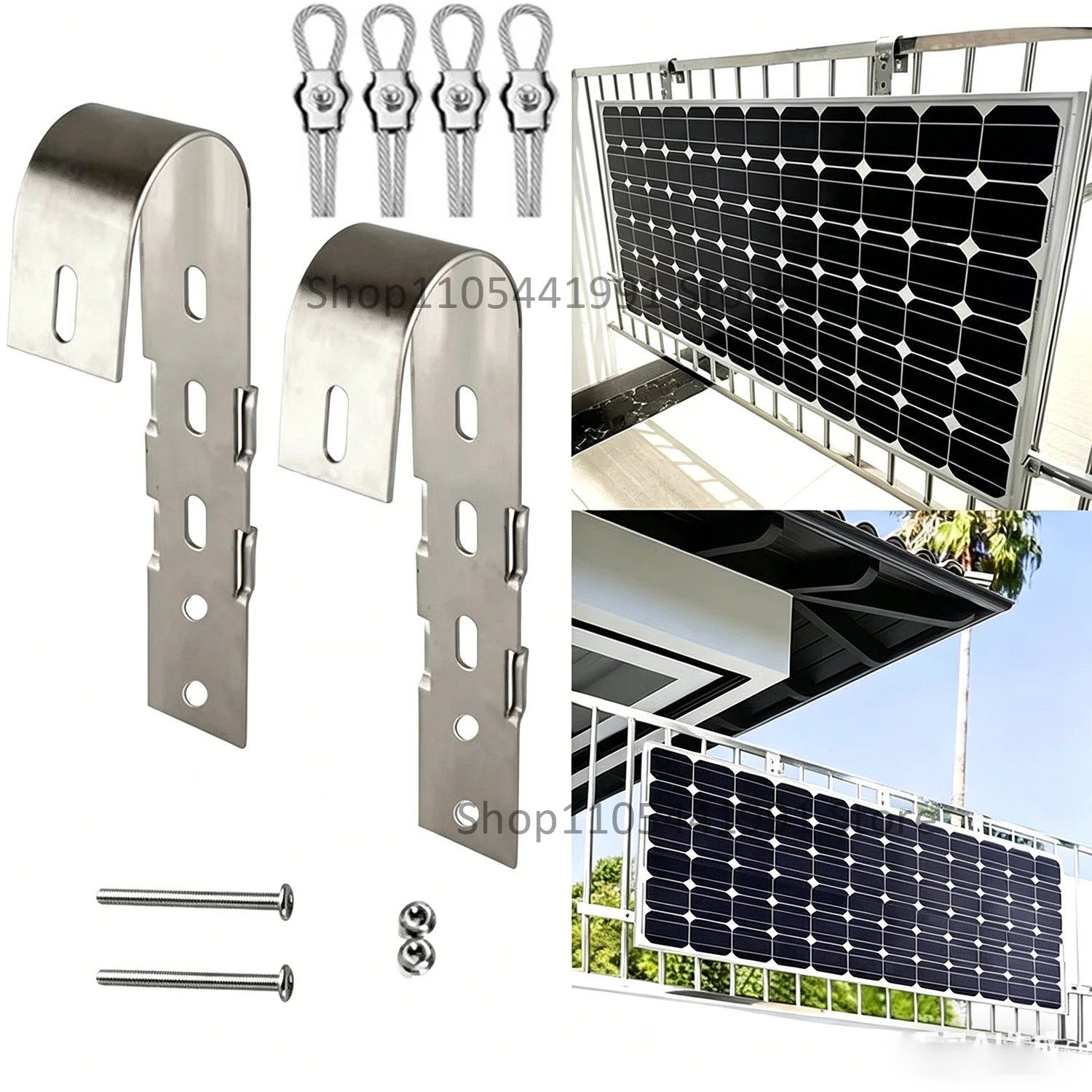 Solar Panel Balcony Hook 304 Stainless Steel Mounting Bracket for Photovoltaic Modules on Balcony & Fence