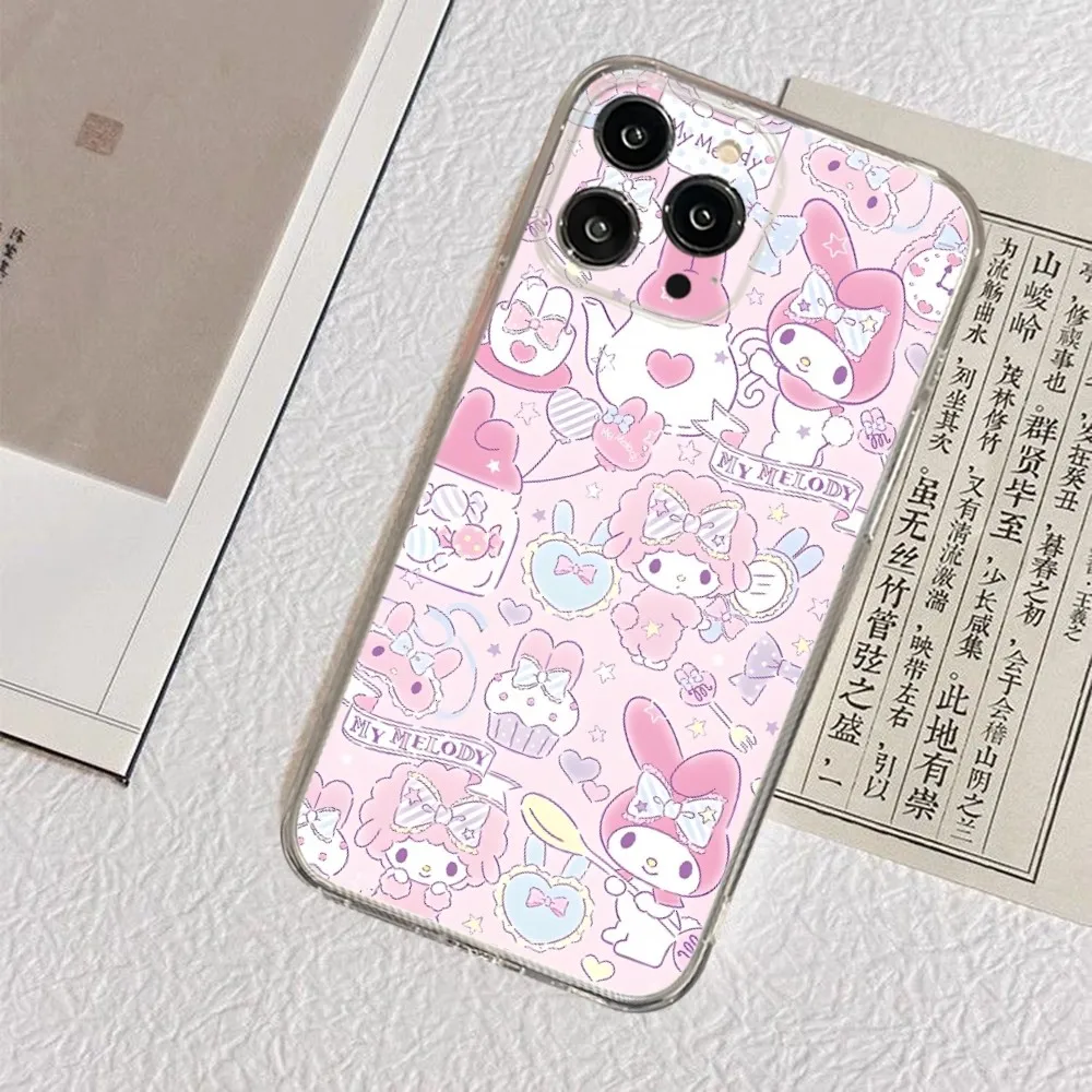 My Melody Phone Case For Iphone 15 14 13 12 Pro Mini 11 Max Xr X Xs 8 Plus 7 Transparent Silicone