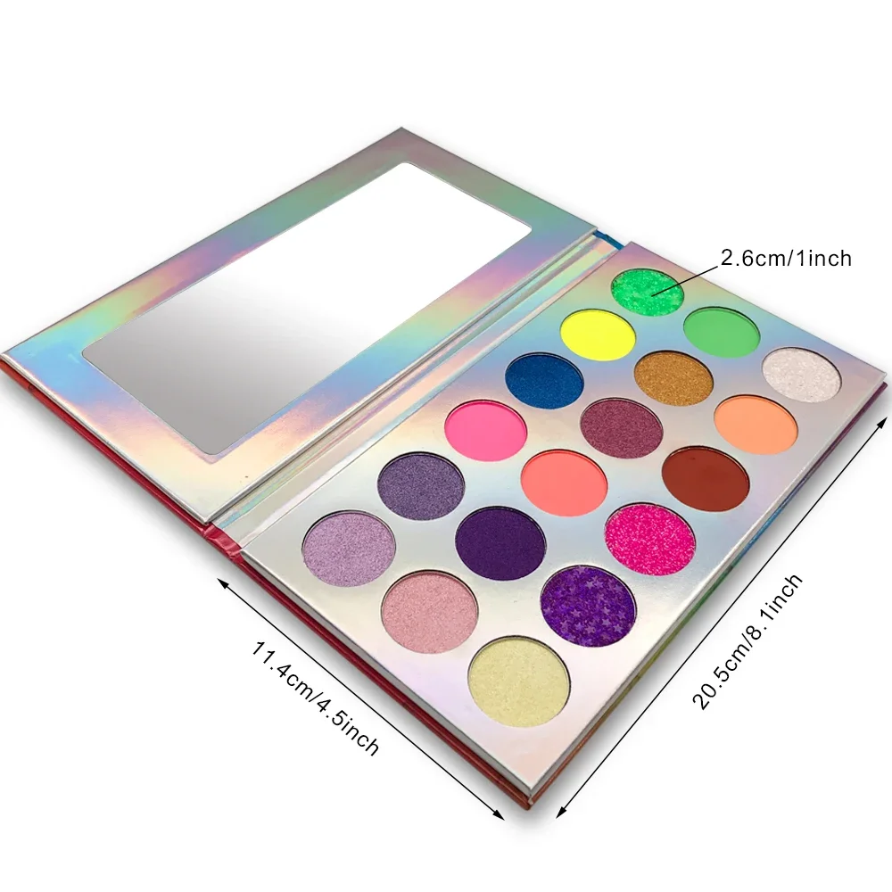 18-colors Private Label Neon Eyeshadow Custom Logo Pigment Waterproof Luminous Pigment Paper-tray Palette Colorful Makeup Beauty