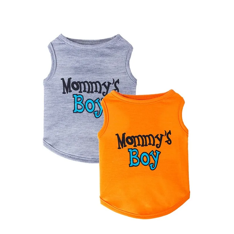 

Summer Sleeveless Dog Clothes Pet Letter Print Vest Mom's Son Puppy T-shirt Breathable Yorkshire Pullover XS-XL