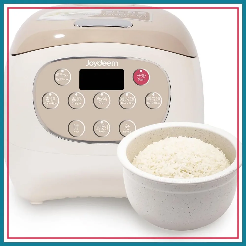 

Mini Ceramic Rice Cooker, 2.5 Cups Uncooked, 1.2L/1.3qt, Pure Ceramic Inner Pot, PFOA Free, 5 Functions, DFB-C120