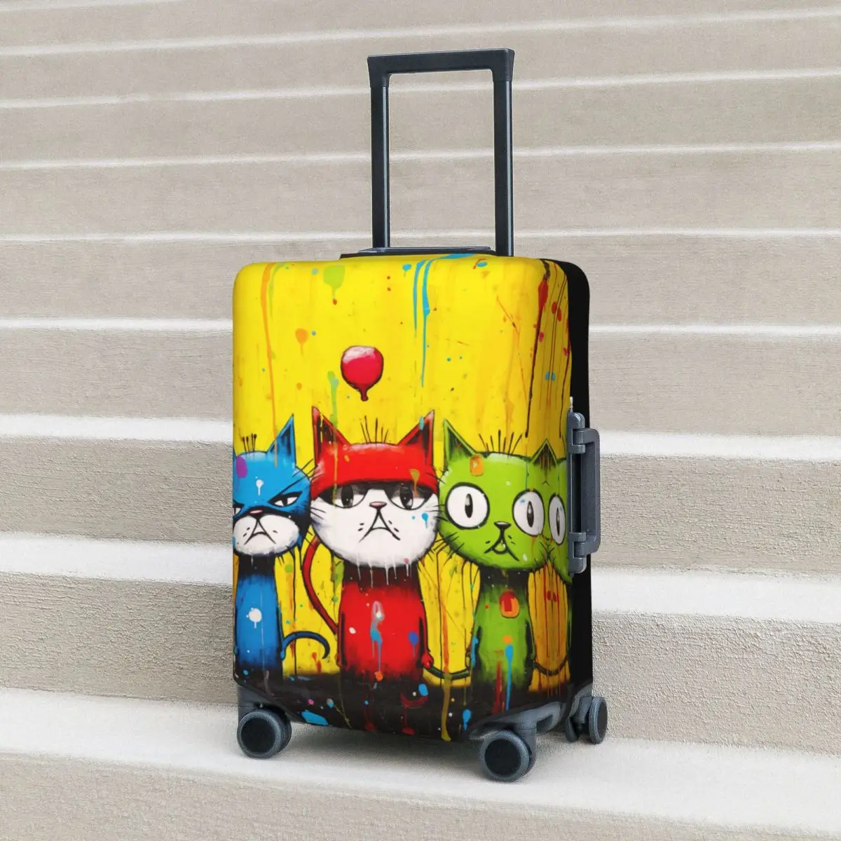 Three Cats Suitcase Cover Flight painting Animal Elastic Luggage Supplies Travel Protector