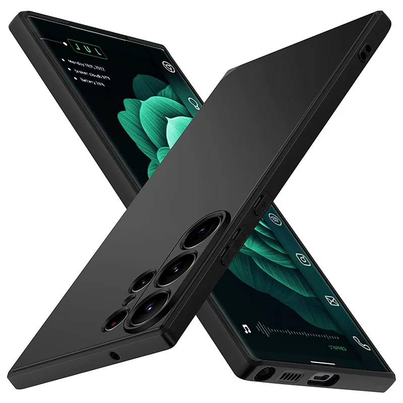 Liquid Silicone Case For Samsung S21 S22 S23 S24 S25 FE S26 Ultra S21 Plus Shockproof Matte Black Soft Cover Coque Carcasa